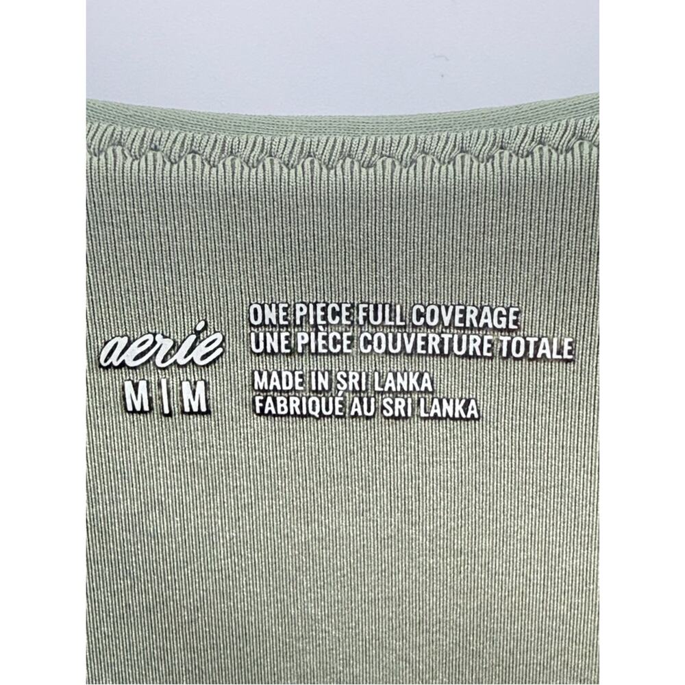 Aerie Full Coverage Wrap Tie Front One Piece Swimsuit Olive Fun Size Medium - Picture 11 of 13